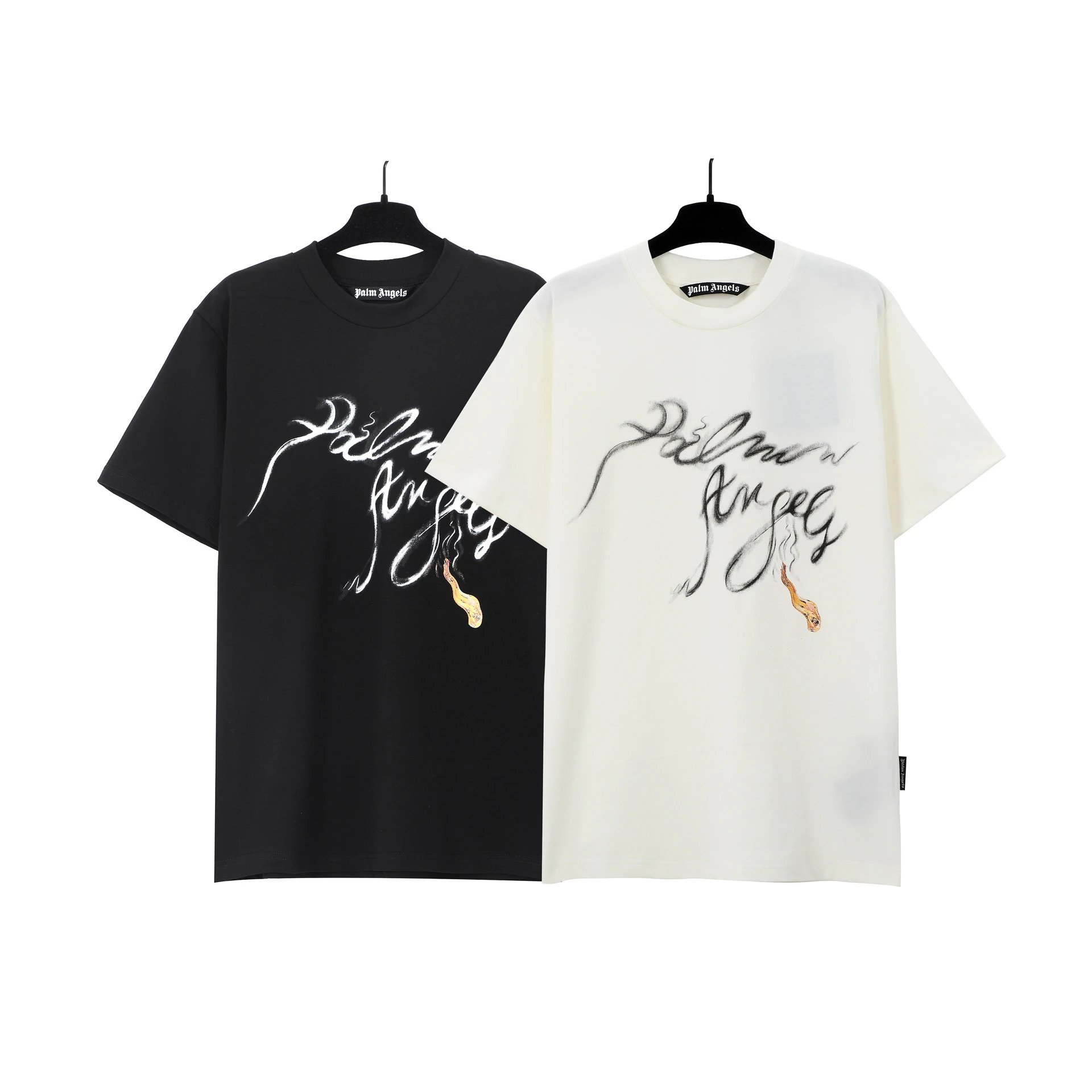 Palm Angels Flame Signature Cotton Crew Neck T-Shirt
