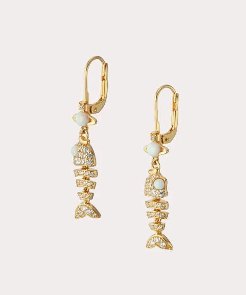 Vivienne Westwood Orb Mermaid Tail Earrings Black Opal Jewelry - 18