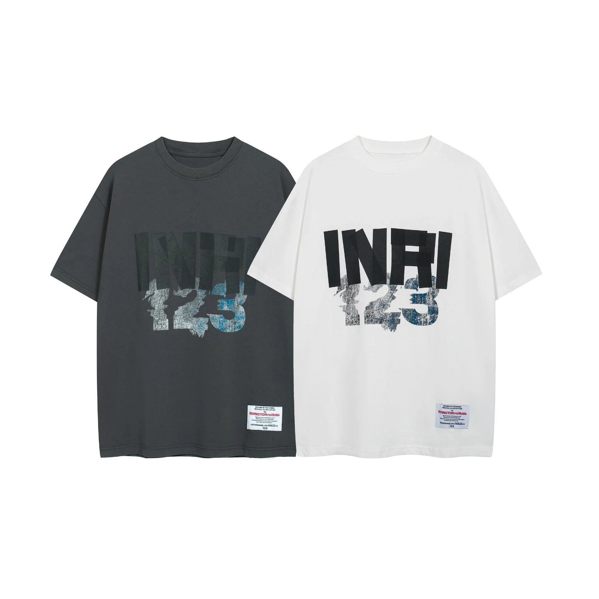RRR123 Dark Gray INF Graffiti Oversized Cotton T-Shirt