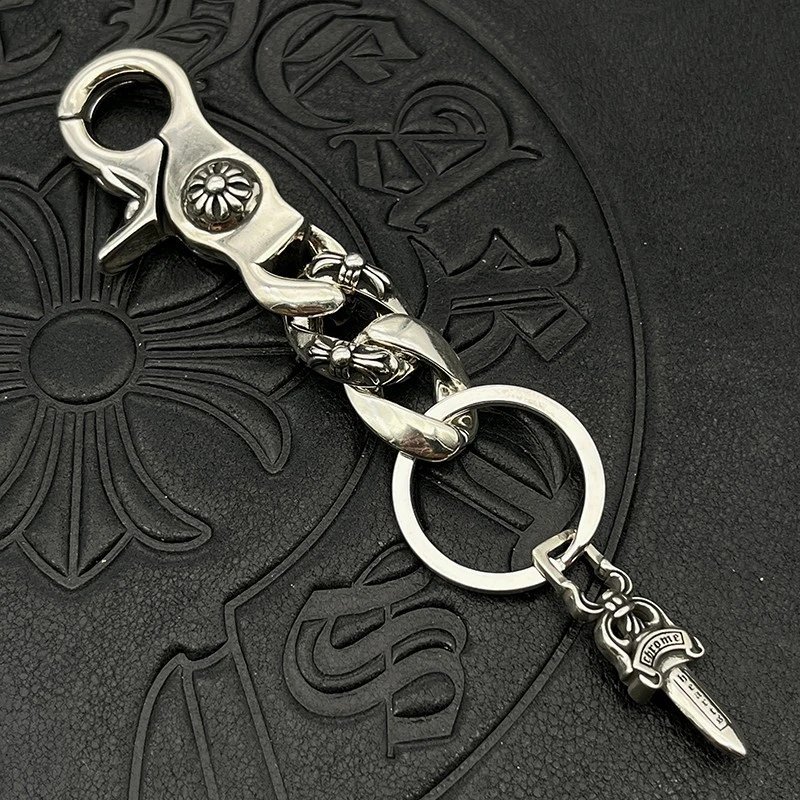 Stainless Steel Knife Keychain with Chain and Carabiner - 136522
