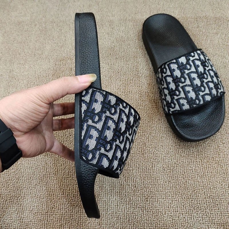 Dior Oblique Slide Sandals Black Multicolor Slippers - 2
