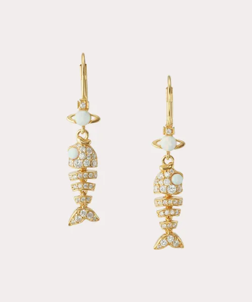 Vivienne Westwood Orb Mermaid Tail Earrings Black Opal Jewelry - 17