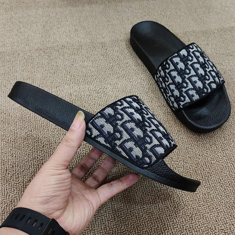 Dior Oblique Slide Sandals Black Multicolor Slippers - 3