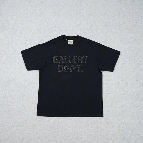 Gallery Dept Black Distressed Logo T-Shirt Unisex Cotton Top