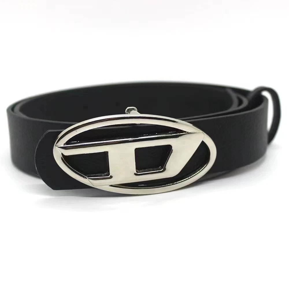 Glossy buckle black belt 2.8 wide