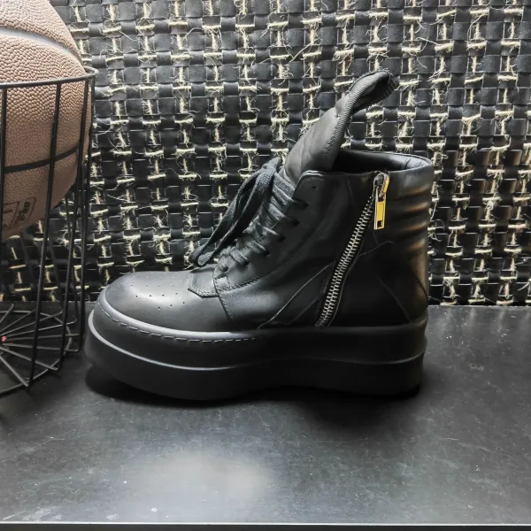 Design Black Chunky Platform Lace-Up Boots - 17