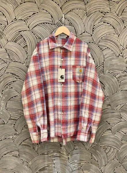 Carhartt Work In Progress Carhartt WIP Plaid Shirt Red Navy White Flannel Shirt - 4