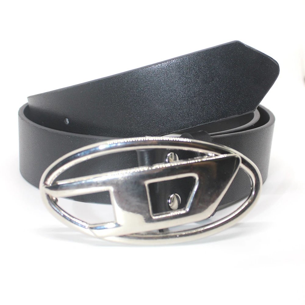 Glossy buckle black belt 3.8 wide