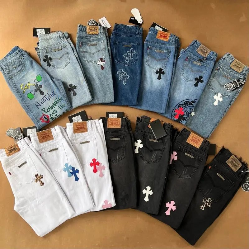 Chrome Hearts graphic-print distressed straight-le