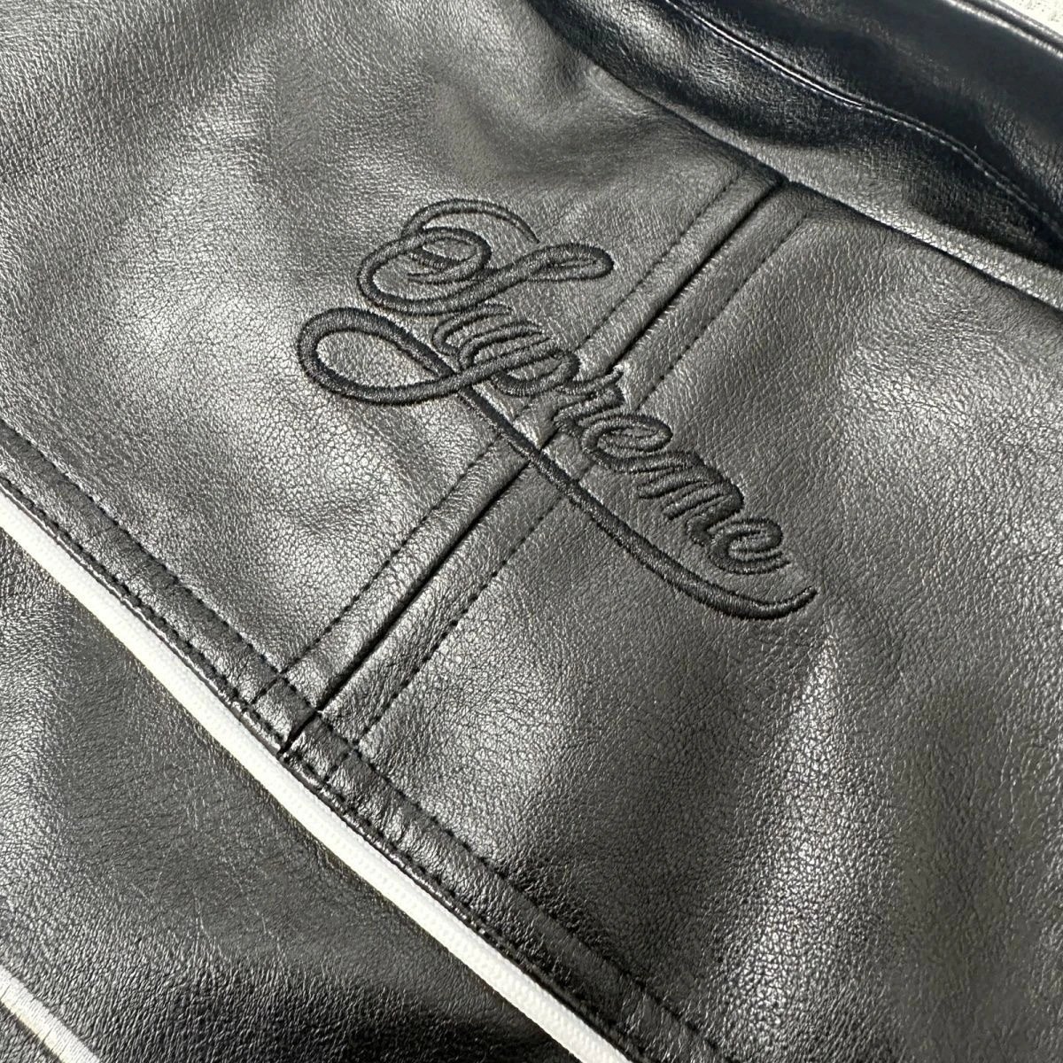 Patch Embroidered Logo Leather Jacket photo 7