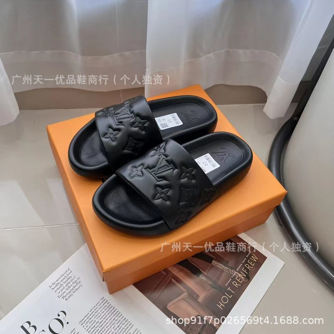 Letter Embossed Slide Sandals photo 7