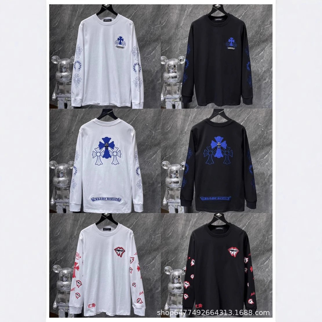 Sanskrit Cross Embroidered Long Sleeve T-Shirt