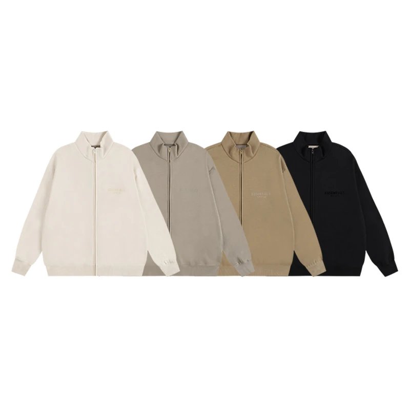 Essentials Beige Full-Zip Knit Jacket