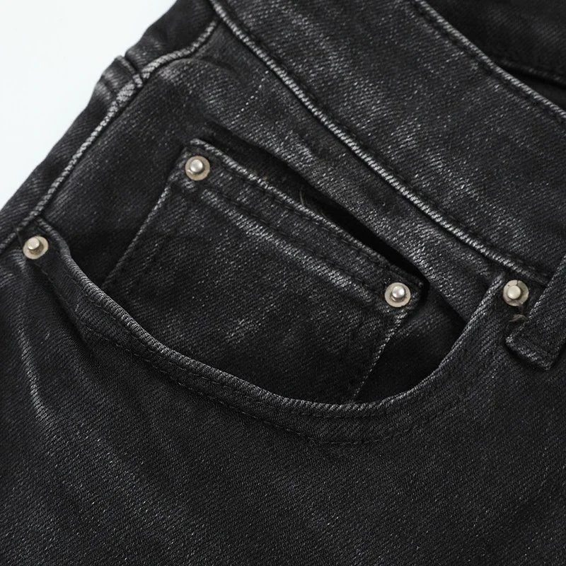 Distressed Logo Embroidery Denim Jeans photo 7