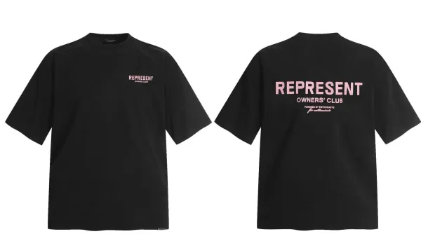 Represent Owners' Club Pink Print Black T-Shirt - 1