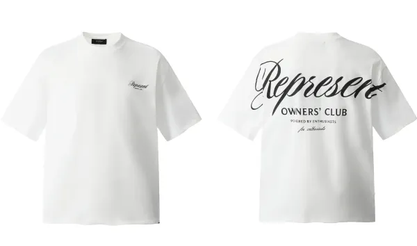 Represent Owners' Club Script Logo White T-Shirt - 1