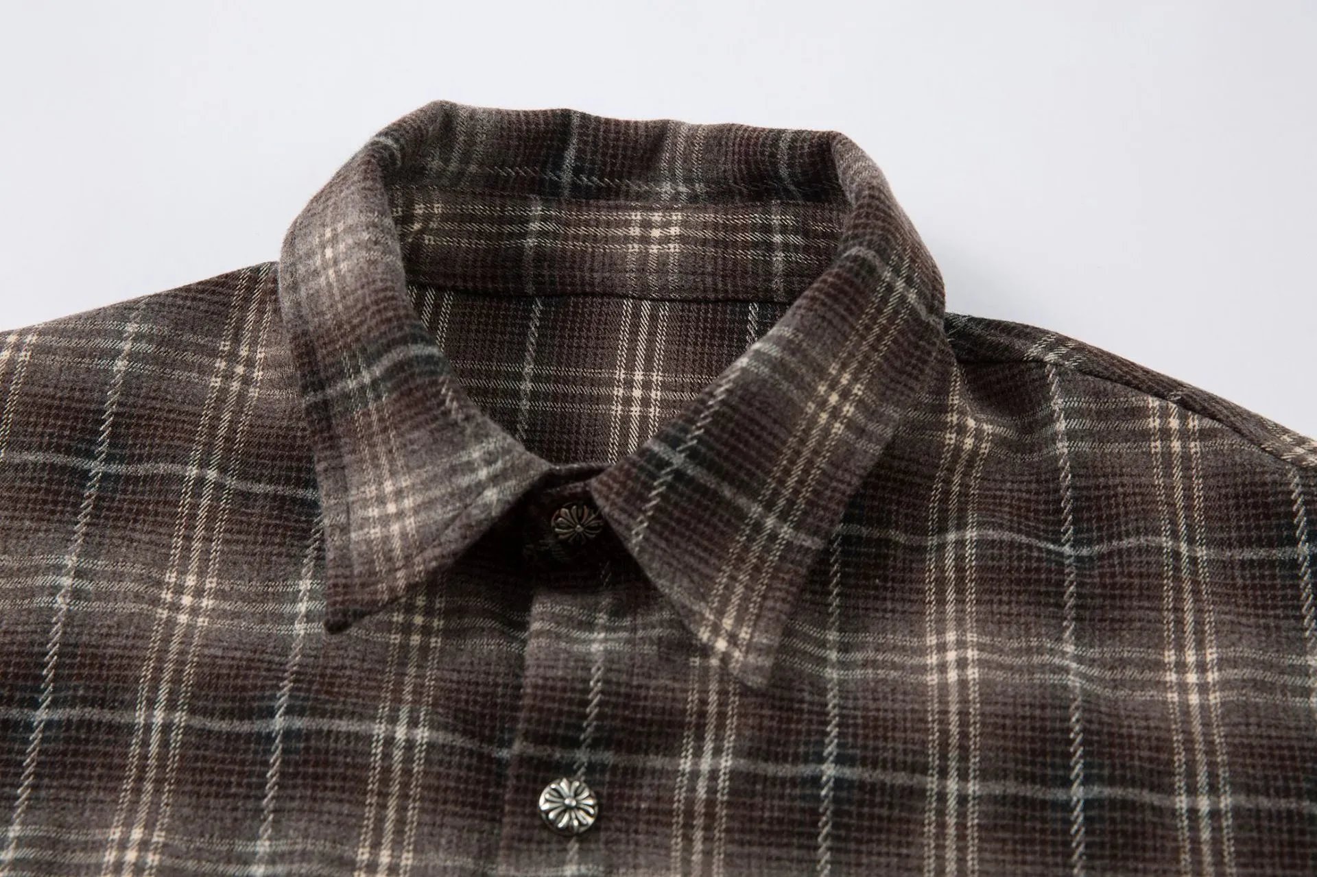 American Vintage Plaid Letter Embroidery Long Sleeve Shirt photo 7