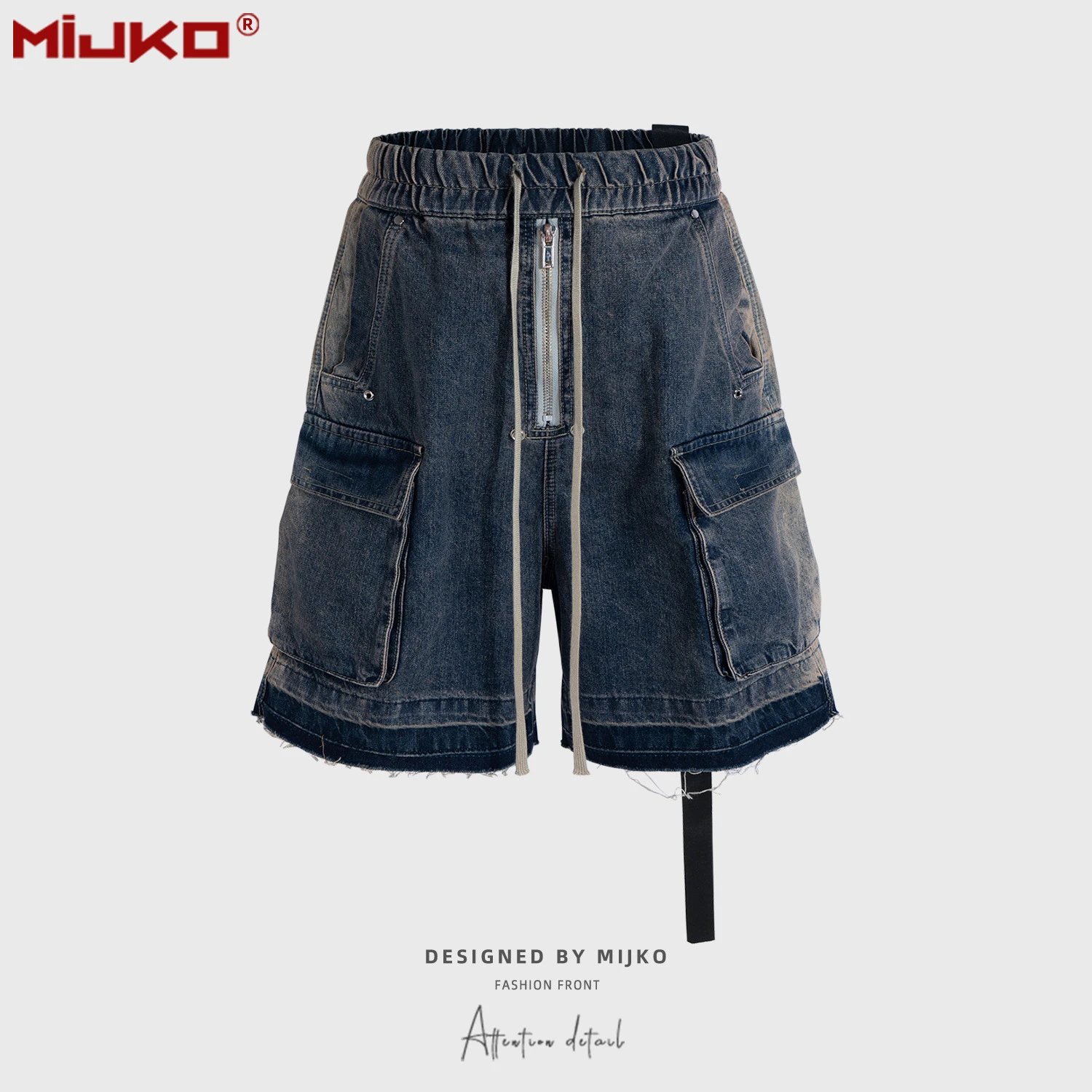 Patchwork Whisker Utility Denim Shorts photo 3