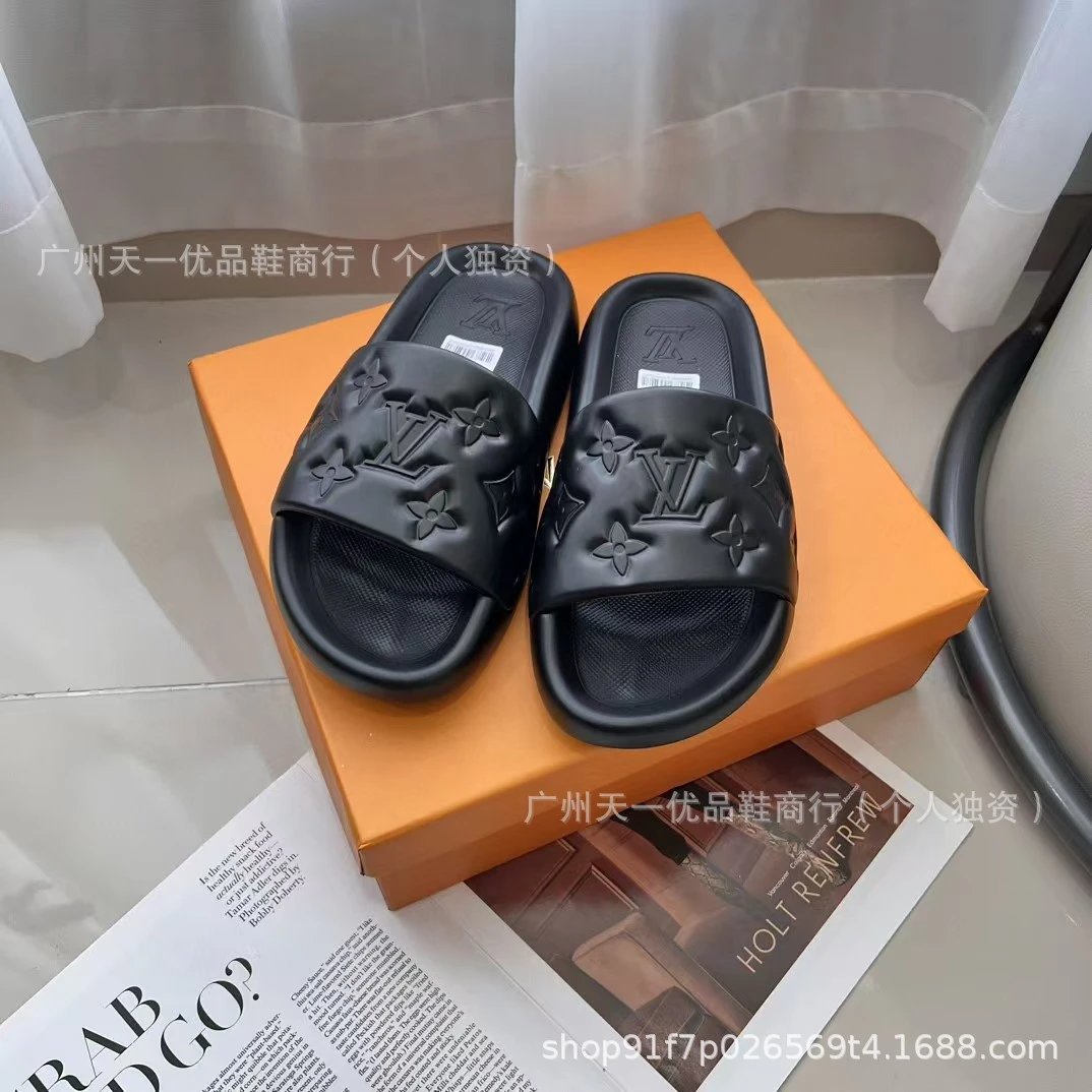 Letter Embossed Slide Sandals photo 8