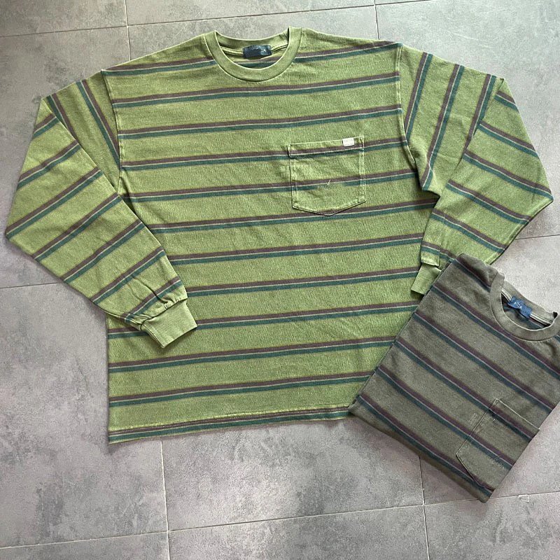 Striped Crew Neck Long Sleeve T-Shirt with Pocket photo 4