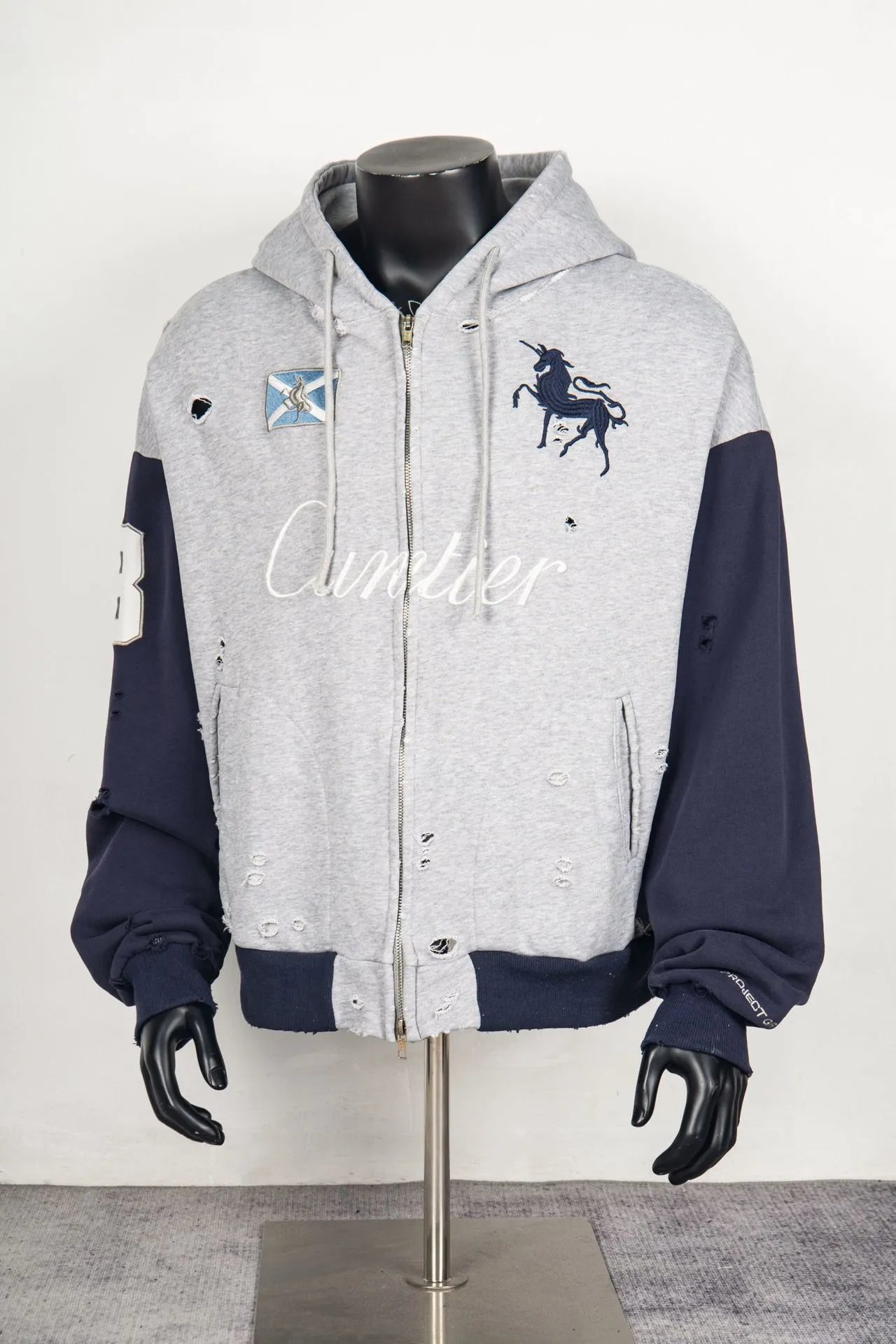 Colorblock Distressed Horse Embroidery Jacket photo 2