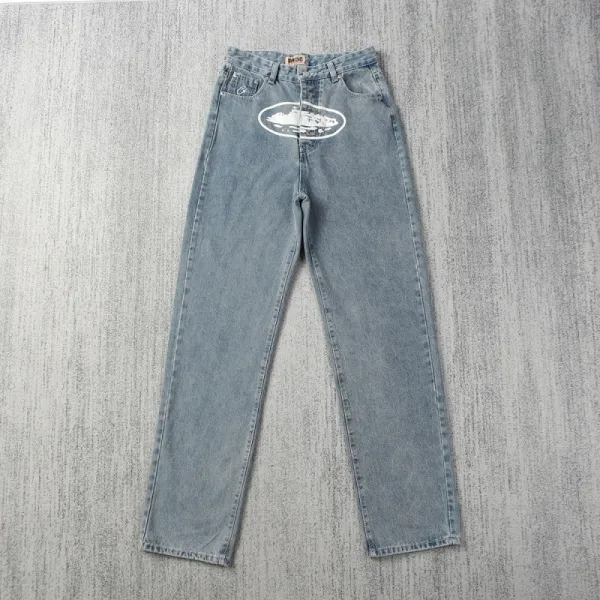 Denim Tears Fish Logo Straight Fit Light Wash Jeans - 1