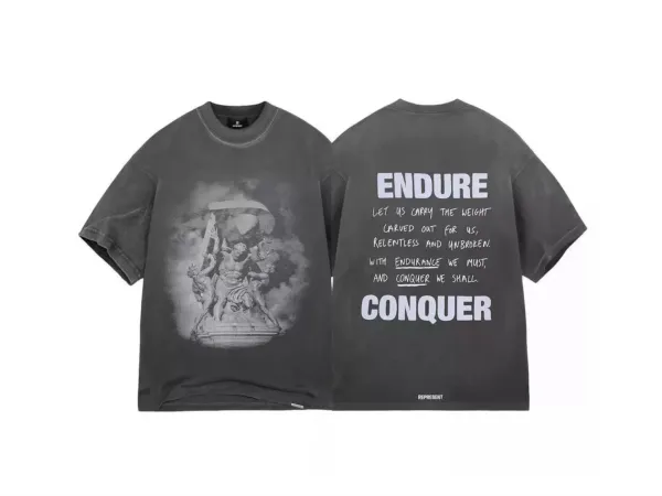 Represent Endure Conquer Graphic T-Shirt Charcoal Washed T-Shirt - 1