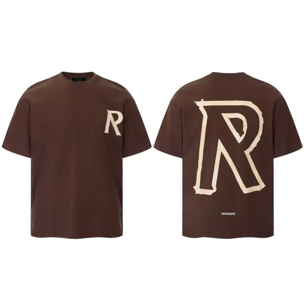 Represent R Logo Oversized T-Shirt Brown - 1