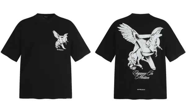 Represent Pegasus Elegance In Motion Black T-Shirt - 1