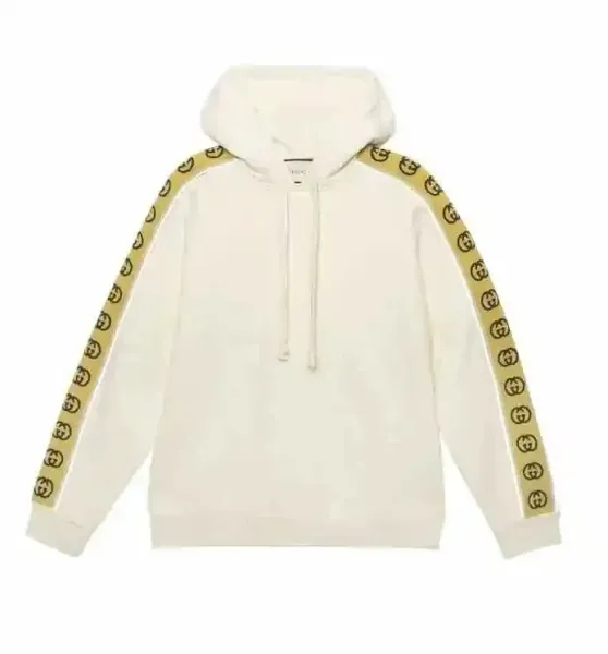 Gucci GG Tape Trim Hoodie White - 1