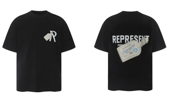 Represent Tag Print Black T-Shirt - 1