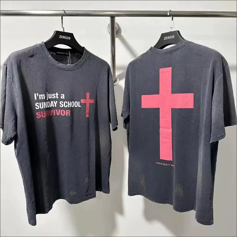 Wash Vintage Cross Print T-Shirt photo 2