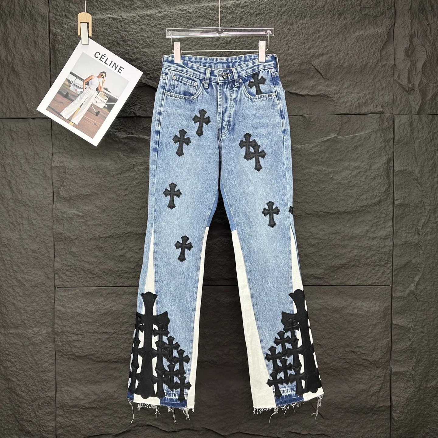 Distressed Flared Denim Jeans photo 7