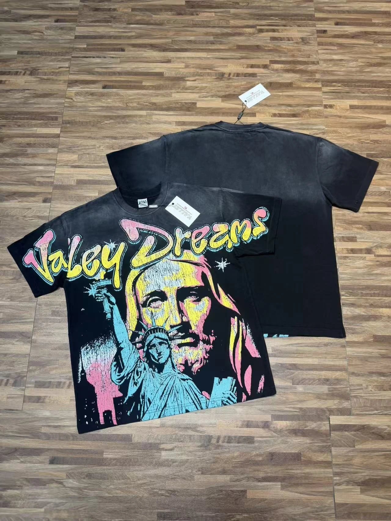 Hip Hop Print Washed Cotton T-Shirt photo 5