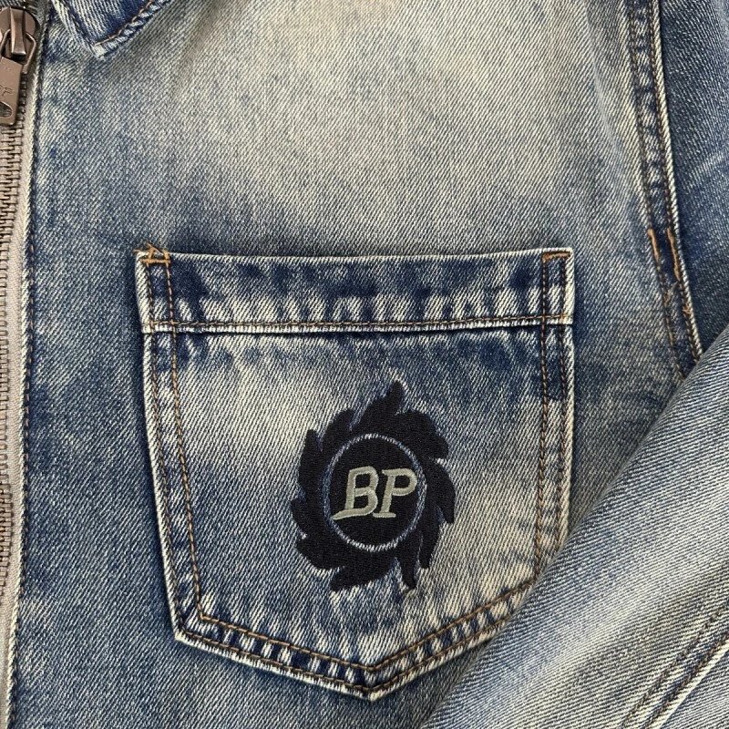 Letter Embroidery Denim Jacket photo 4