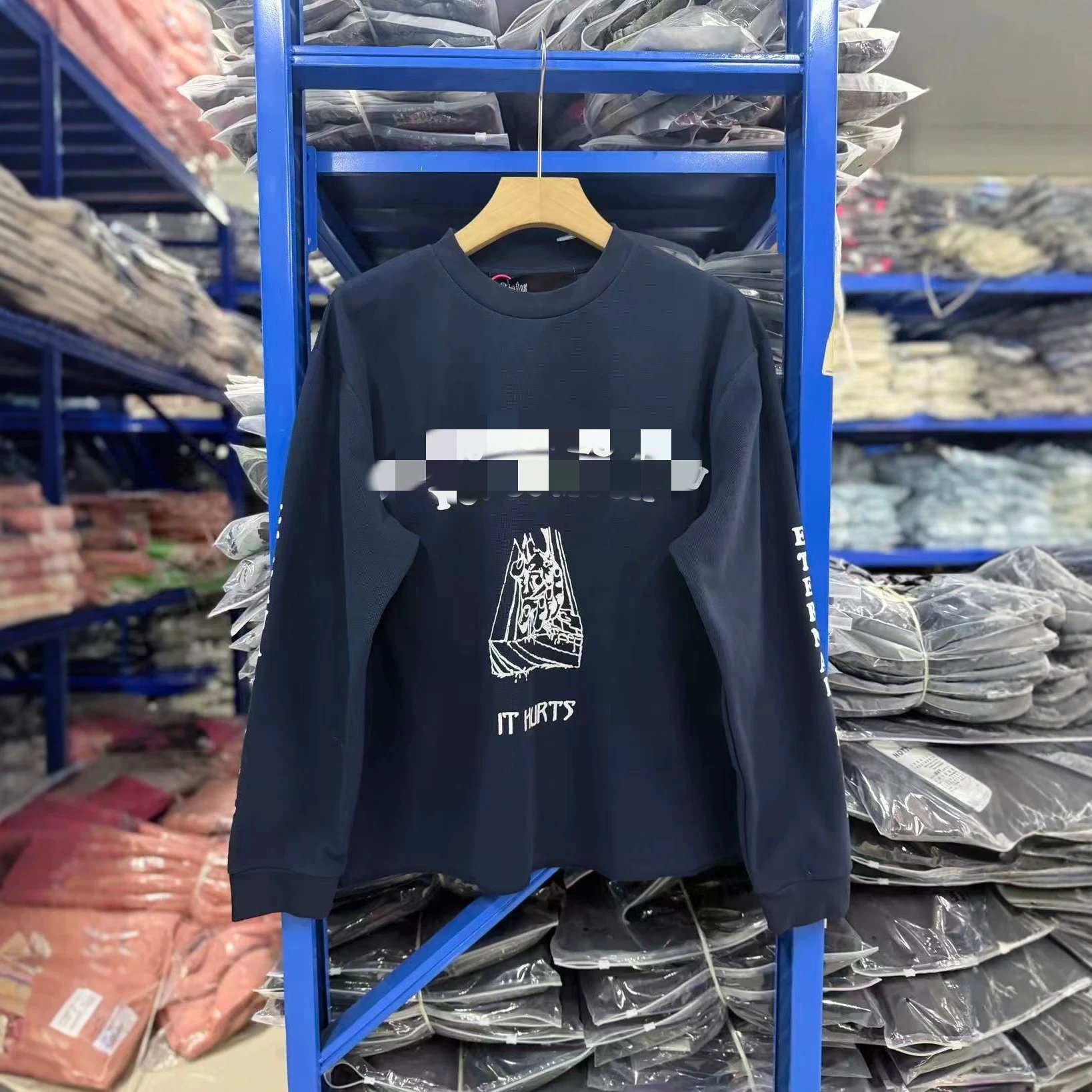 Waffle Print Long Sleeve T-Shirt