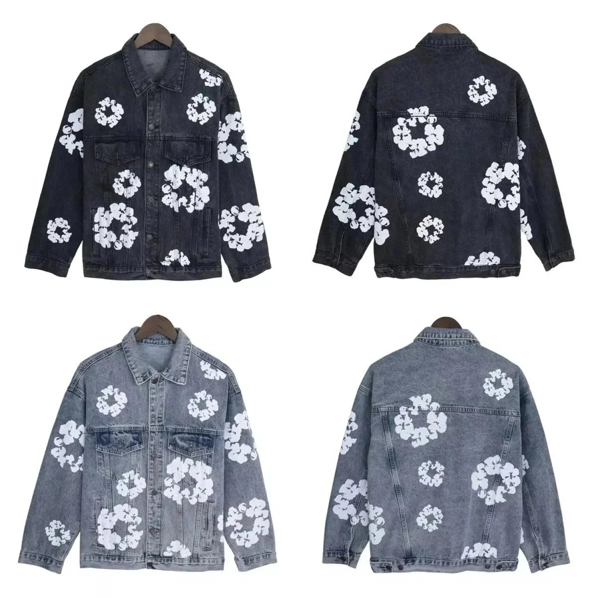 Kanye Print Washed Denim Jacket Unisex