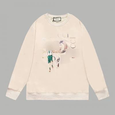 Design Cartoon Graphic Oversized Sweater Dress in Cream with Knee-High Boots - 49