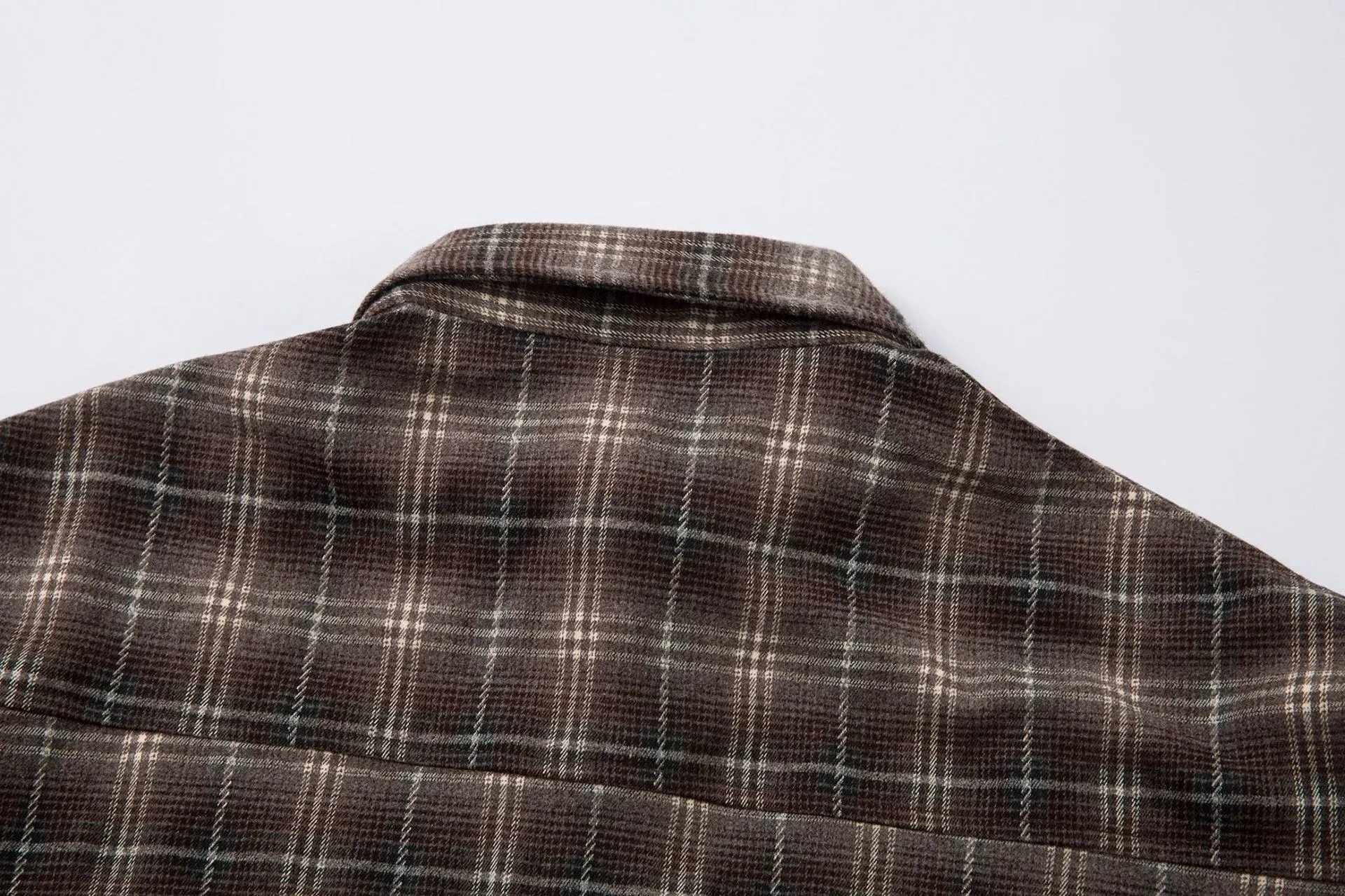 American Vintage Plaid Letter Embroidery Long Sleeve Shirt photo 8