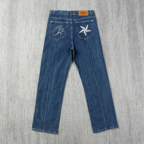 Design Denim Jacket with Embroidered Star and Script Logo in Gray Outerwear.denim Jacket - 8