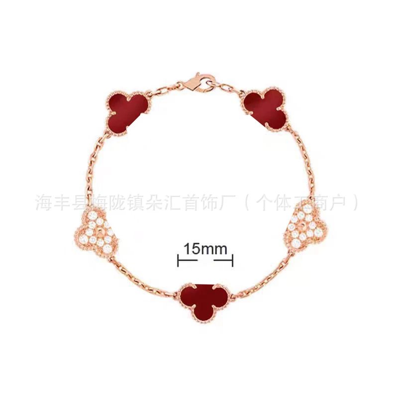 Red Agate with Diamond Rose Gold