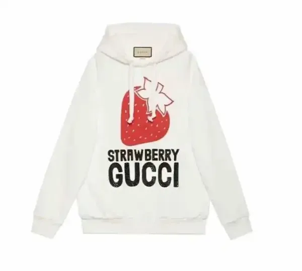 Gucci Strawberry Print Hoodie White - 1