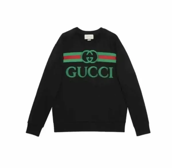Gucci Web Stripe Logo Hoodie Black - 1