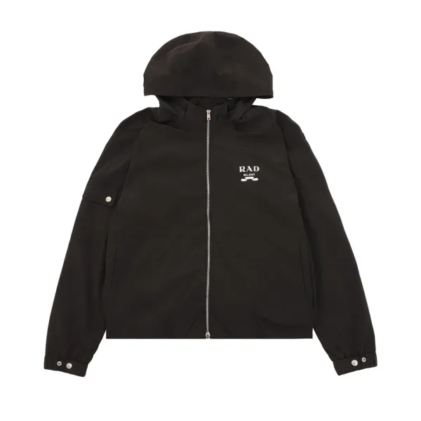 Marcelo Burlon County of Milan RAD Milano Hooded Windbreaker Jacket Black Outerwear - 1
