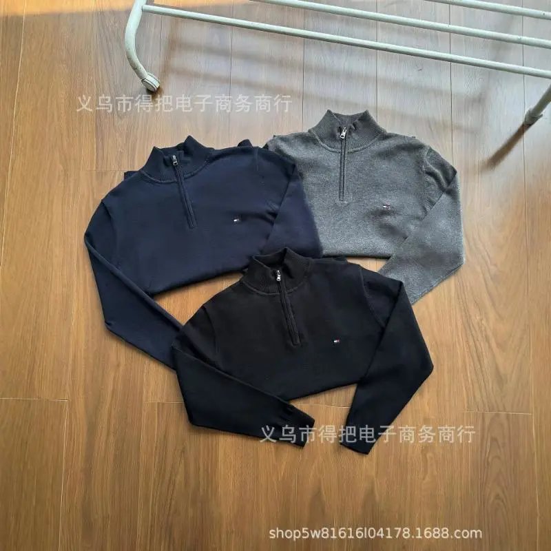Embroidered Half-Zip Knit Sweater