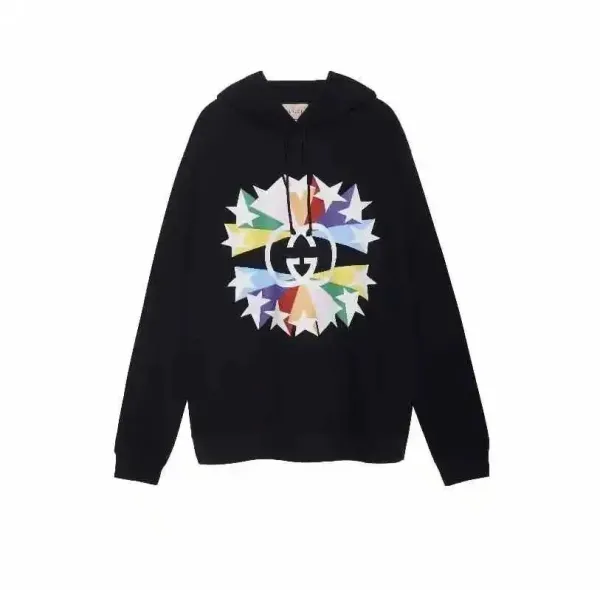 Gucci Rainbow Star Print Hoodie Black - 1