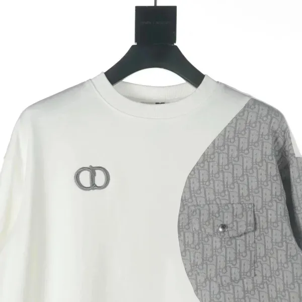 Dior Oblique Patchwork Sweatshirt White and Gray Hoodie - 5