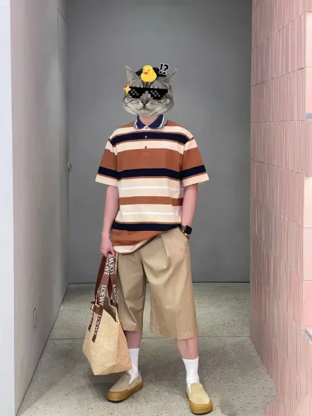 Fred Perry Striped Polo Shirt in Brown, Beige, and Navy Tops Polo - 4
