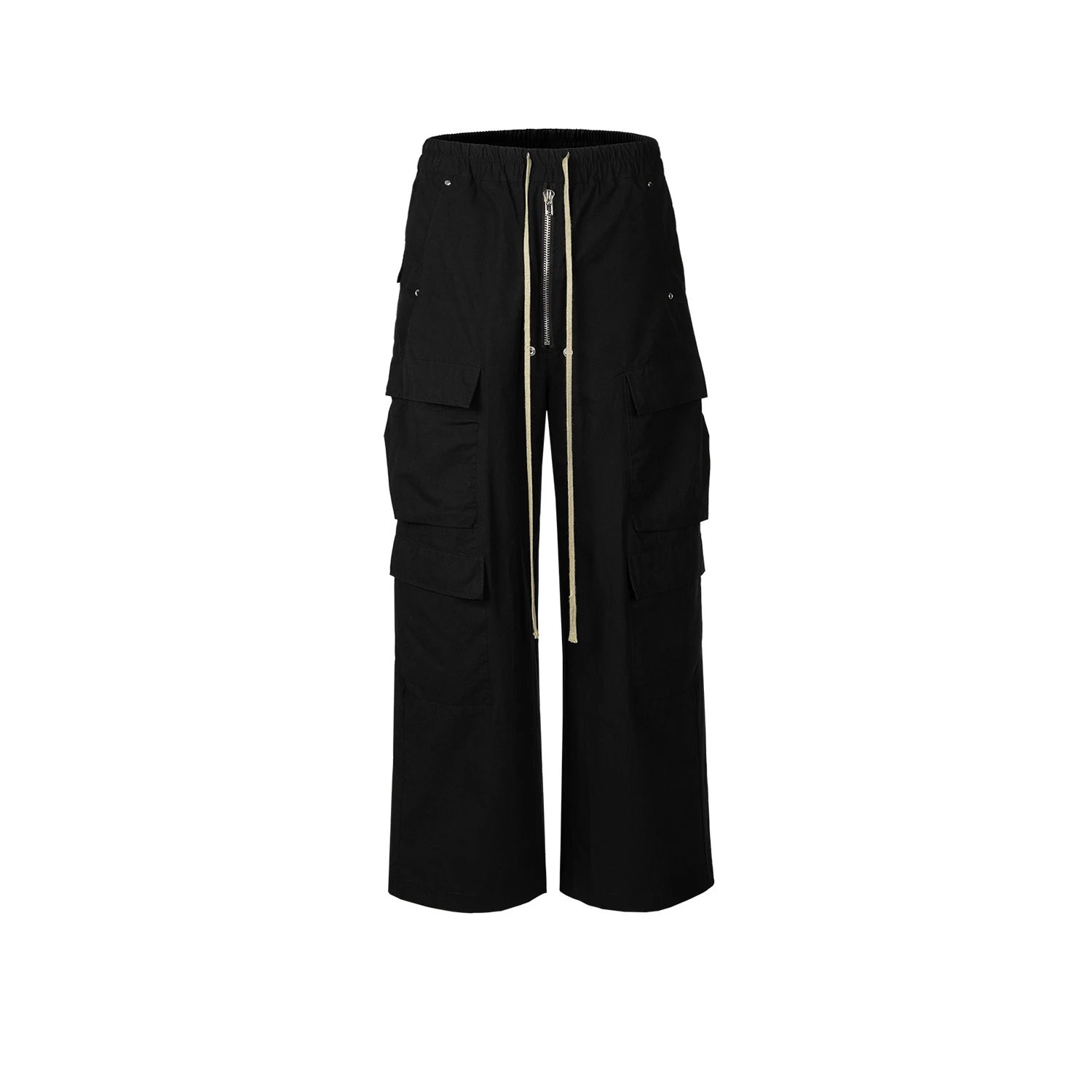 Miuko Cargo Pants Black Streetwear Wide Leg Trousers