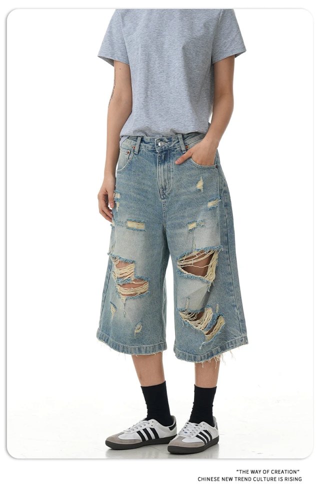 11KN distressed denim shorts Jeans: seller detail photo 10